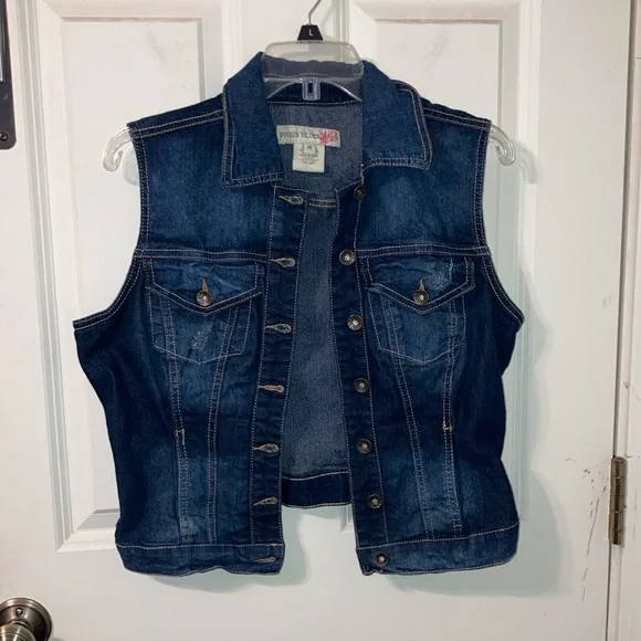 Vintage Paris Blues Denim Jean Vest 1X FITS LIKE Junior’s XL - Picture 2 of 12